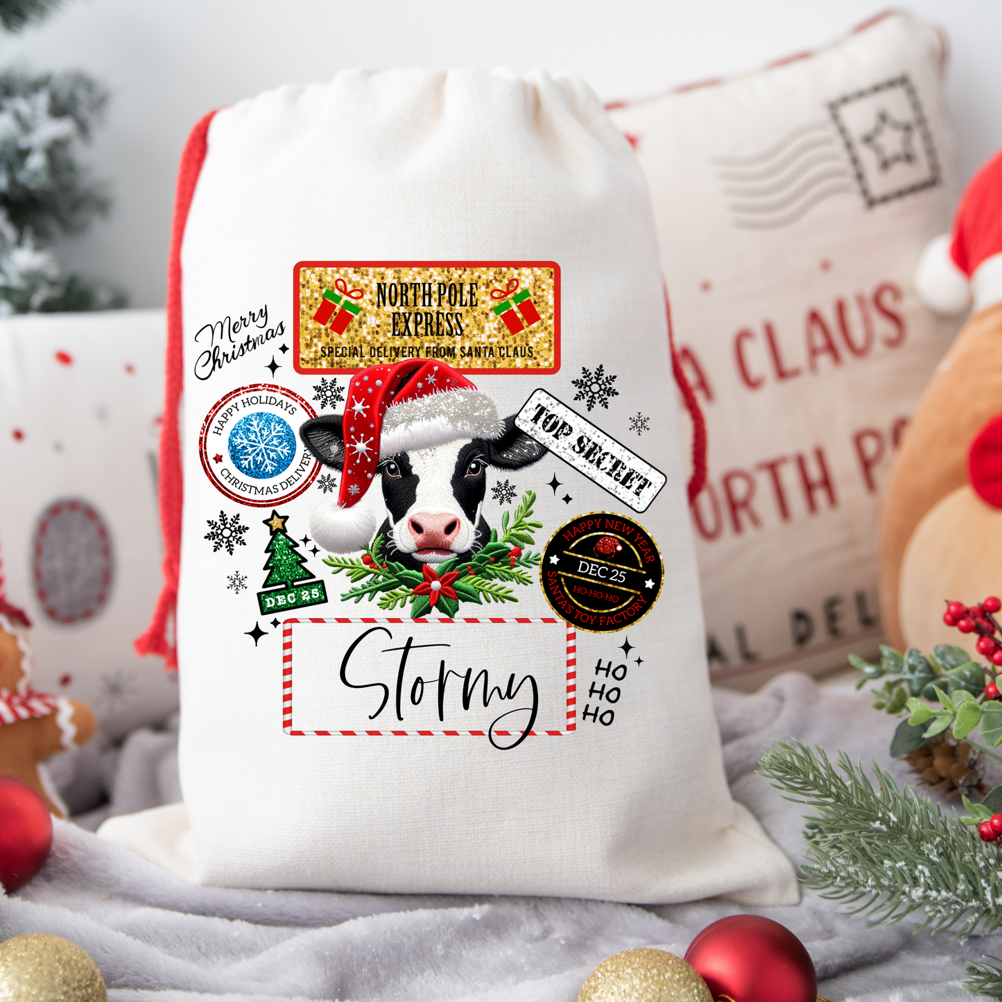 Cow Santa Sack