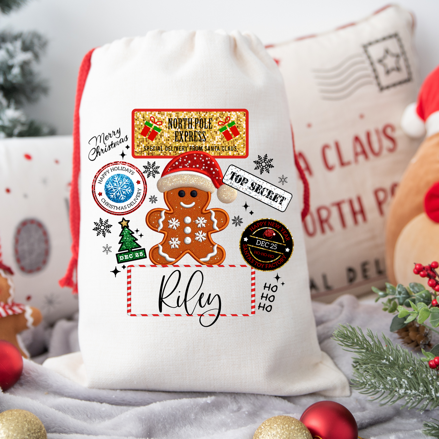 Gingerbread Man Santa Sack
