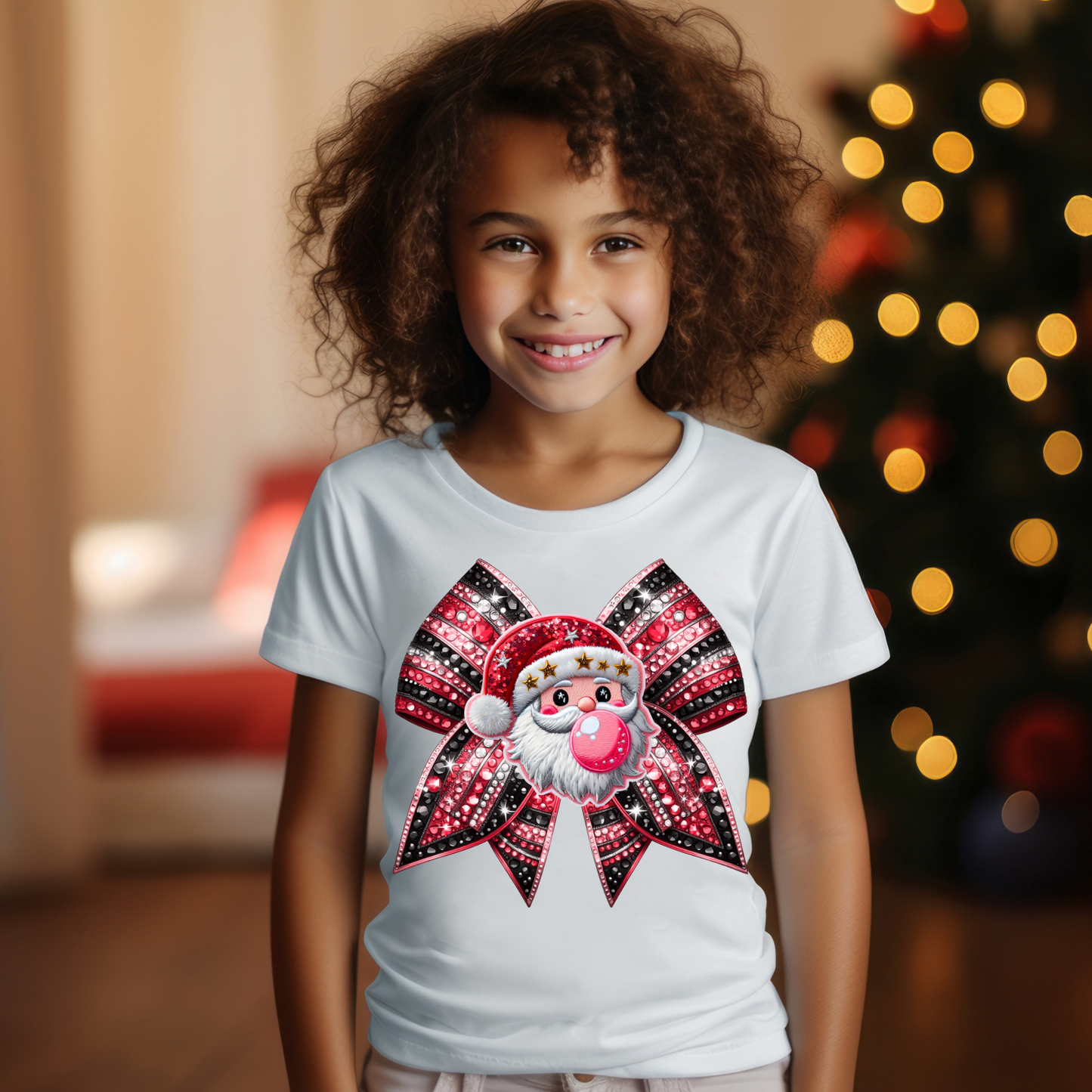 Santa Bubbblegum Bow-Toddler/Youth