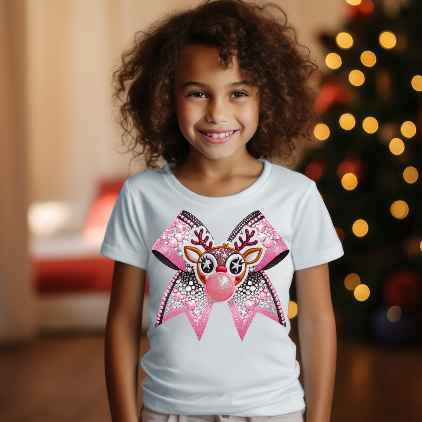Pink Reindeer Bow-Toddler/Youth