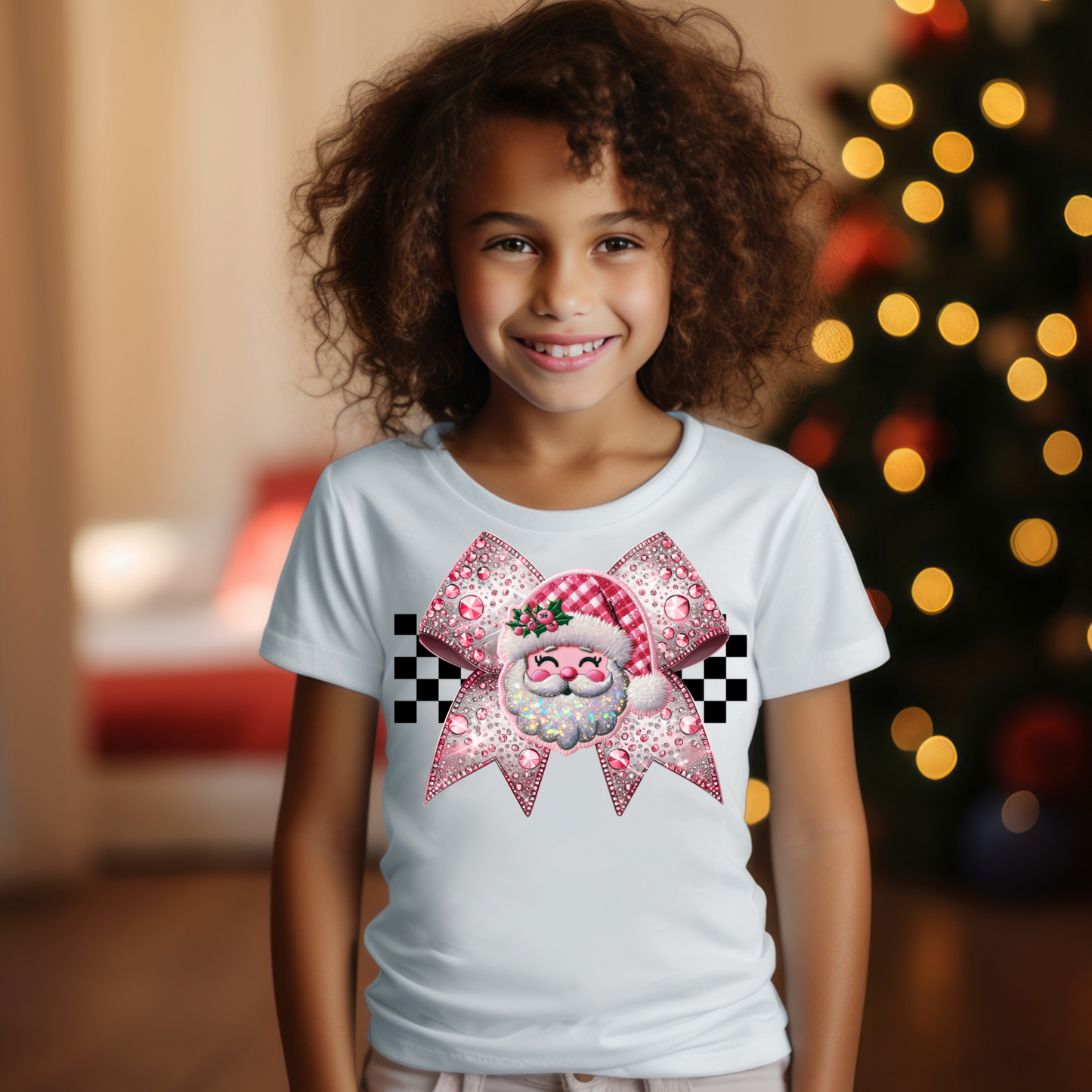 Pink Santa Black Checkers-Toddler/Youth