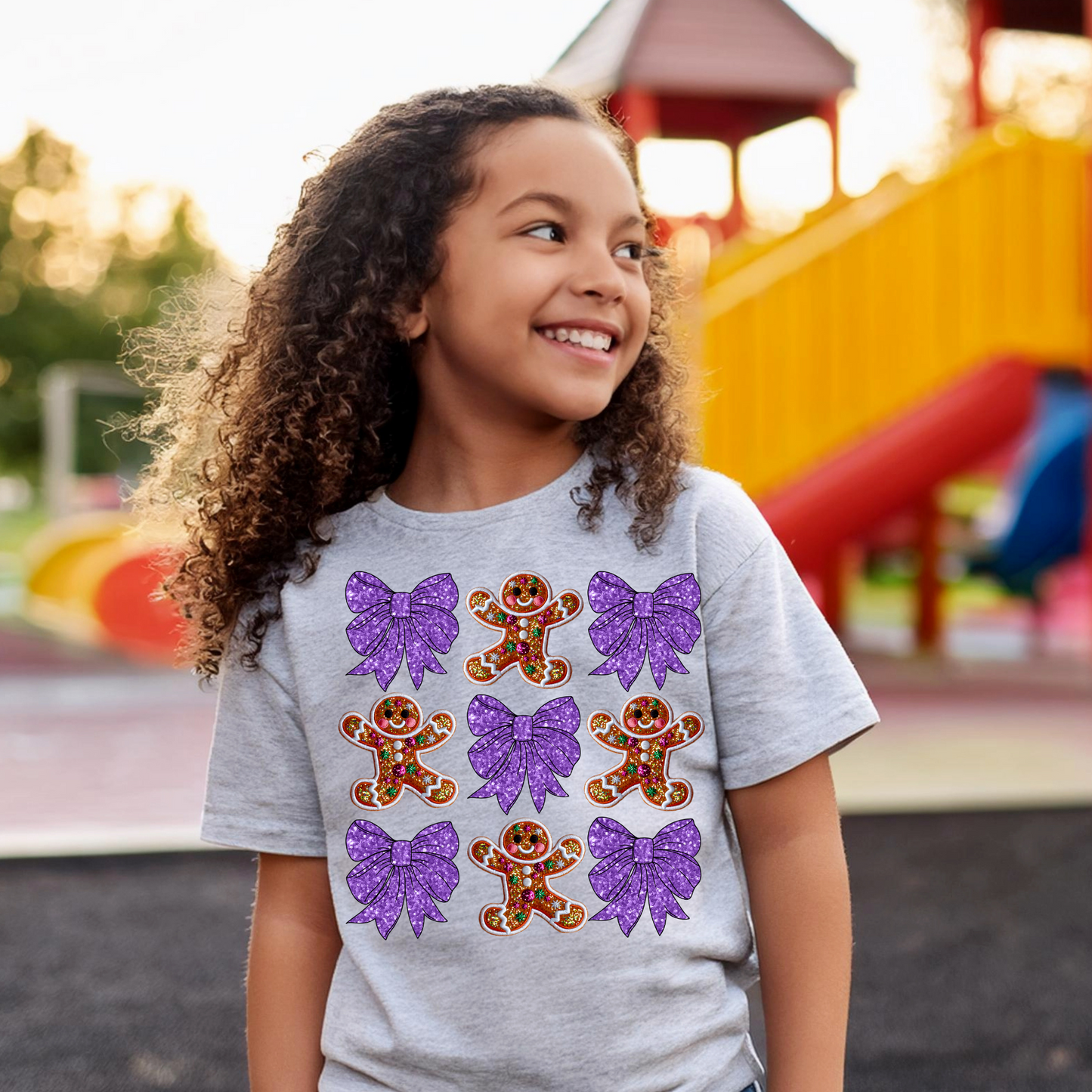 Gingerbread Purple Bow-Toddler/Youth