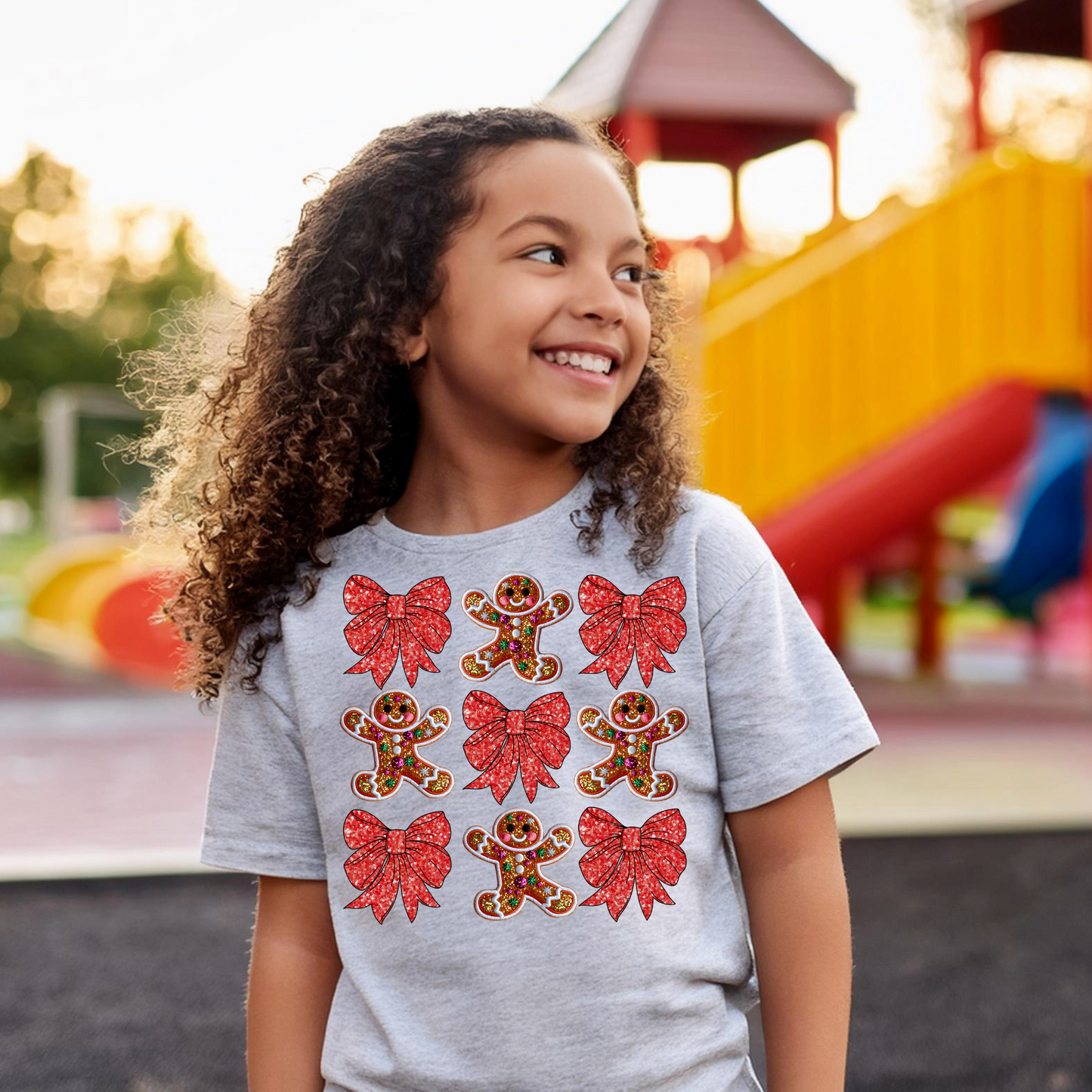 Gingerbread Red Bows-Toddler/Youth