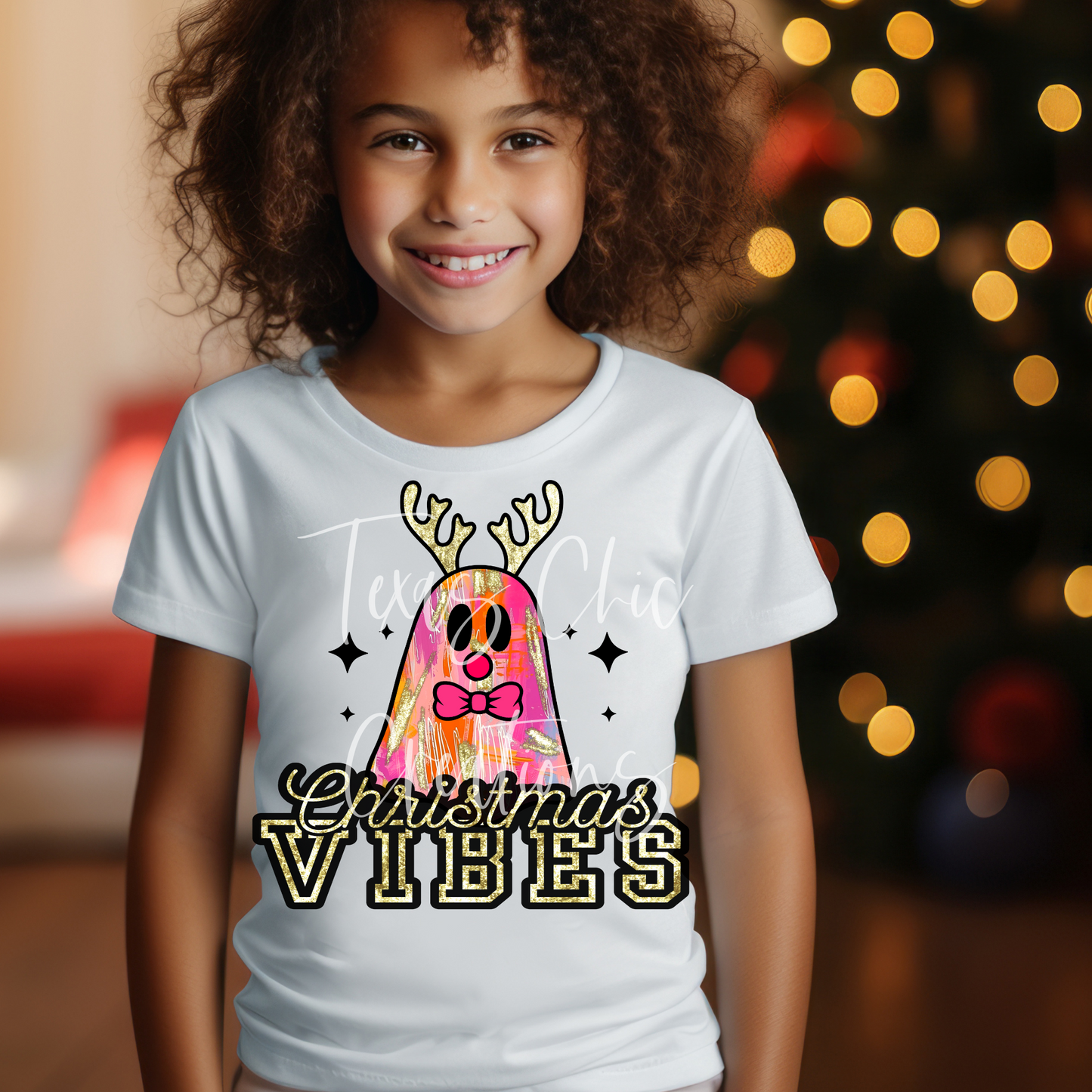 Christmas Vibes Ghost Reindeer-Toddler/Youth
