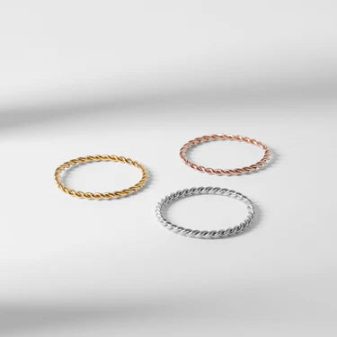 18K Gold PVD Stainless Steel Braided Spacer Ring
