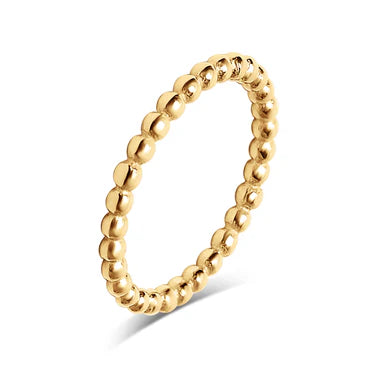 18K Gold PVD Stainless Steel Beaded Stacking Ring