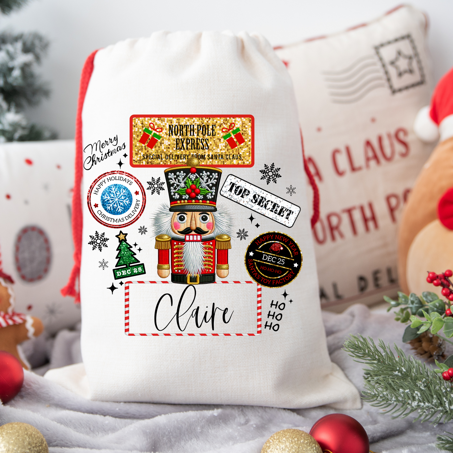 Nut Cracker Santa Sack