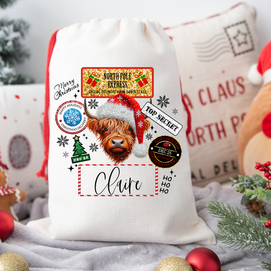 Highland Cow Santa Sack