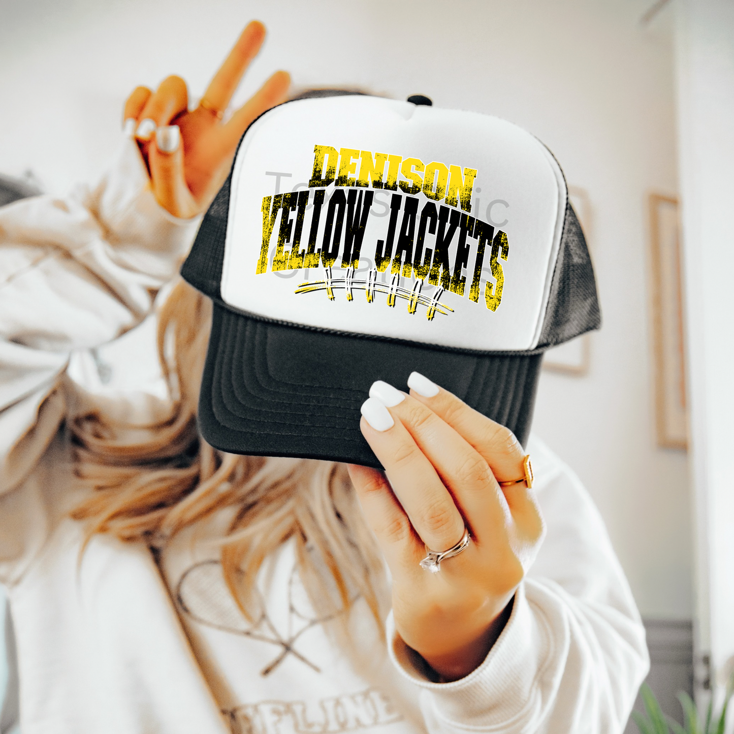 Denison Yellow Jackets grunge hat