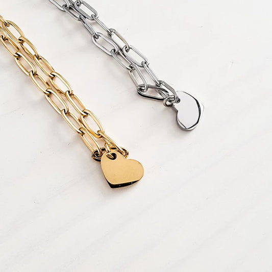PETITE HEART PAPERCLIP CHAIN BRACELET