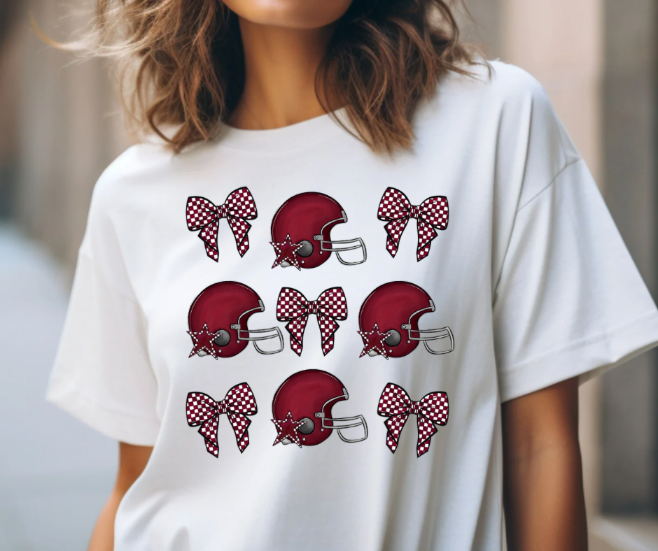 Football Helmet & Bows Maroon