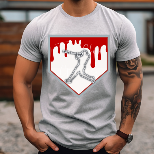Red Drip Plate-Baseball