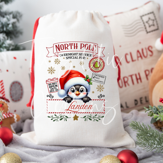 Penguin Santa Sack
