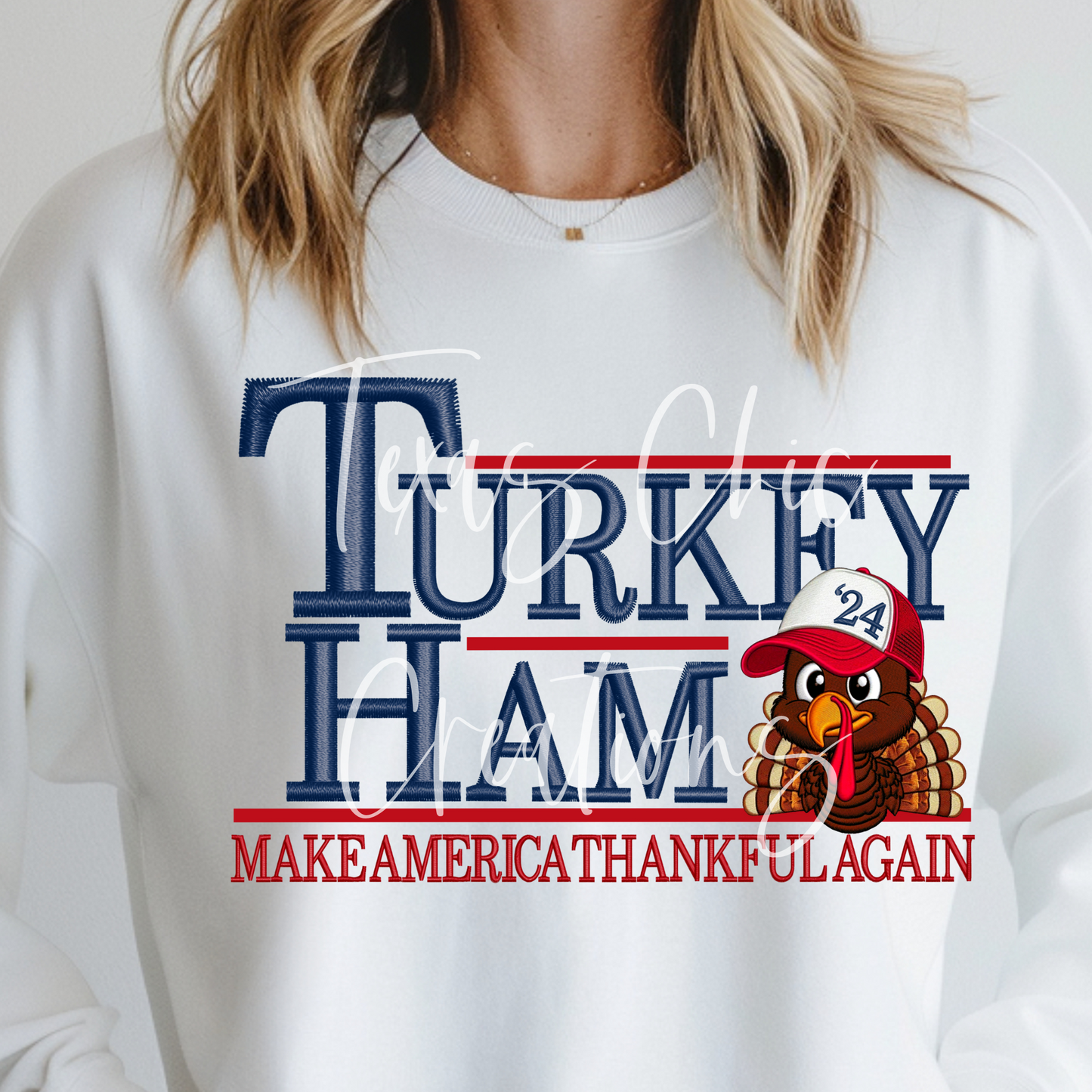 Turkey Ham Blue Writing