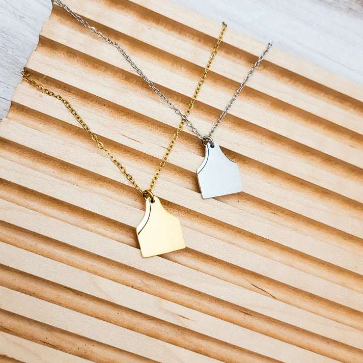 Cow Tag Pendant Necklace