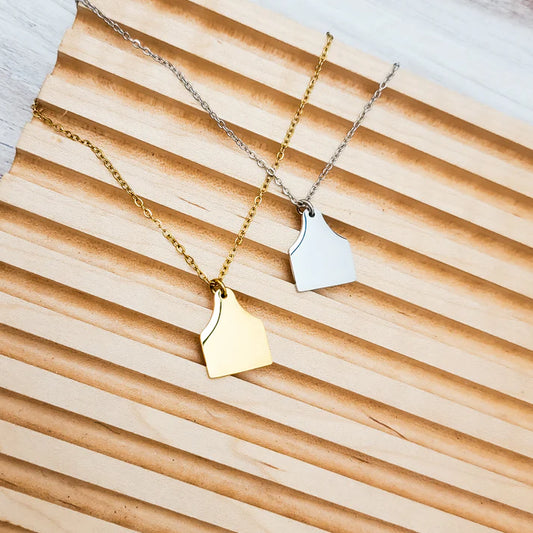 Cow Tag Pendant Necklace
