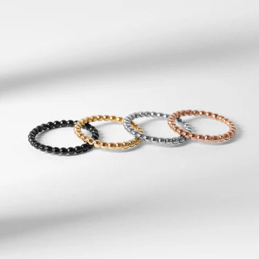18K Gold PVD Stainless Steel Beaded Stacking Ring