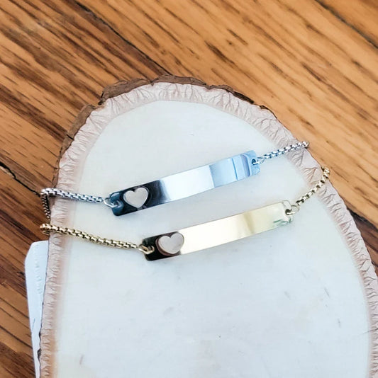 Heart Cutout Bar Bolo Bracelet